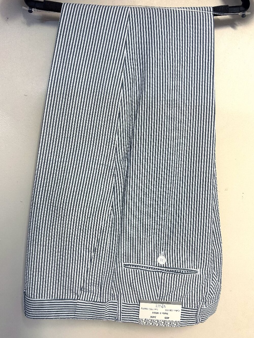Men's Seersucker Striped Suit 2-PC Modern-Fit, Adjustable Waist - Green - Picture 9 of 9